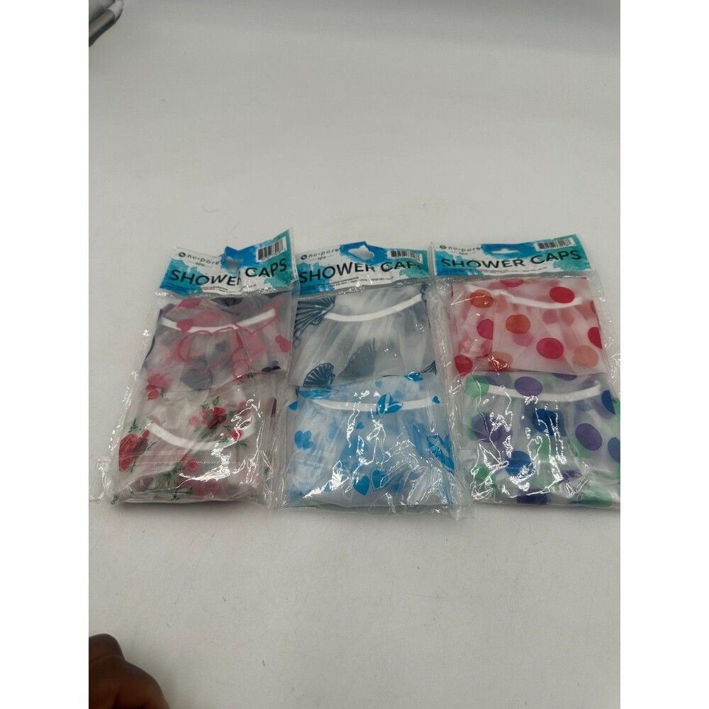Nu Pore Spa 3Packs 6pcs Shower Bathing Hair Protection Caps for Spa Salon Travel